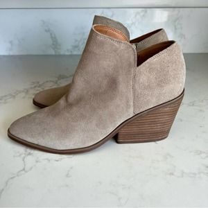 Lucky Brand Taupe Suede Cutout Ankle Booties